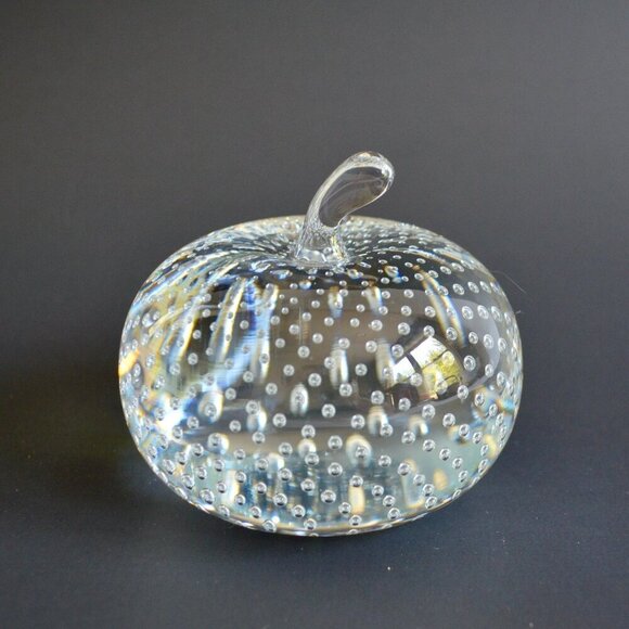 Vintage Solid Glass Apple Paperweight Controlled Bubbles Bolle Bullicante 3.25" - Picture 5 of 10